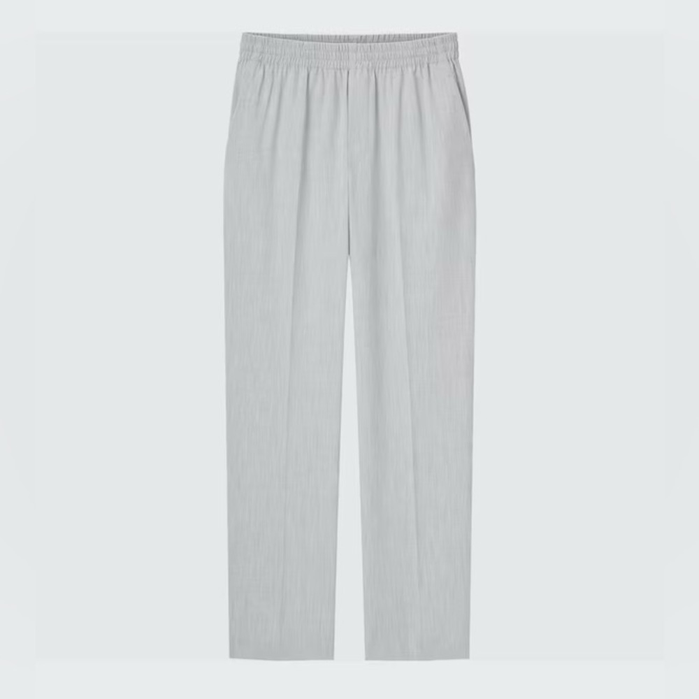 UNIQLO Wide Straight Pants Light Gray Womens XL Pull on Elastic Waist Trouser